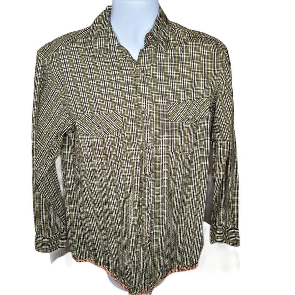 Field Gear Men's Flannel Shirt Size Small w\ Chest Pockets 100% Organic Cotton